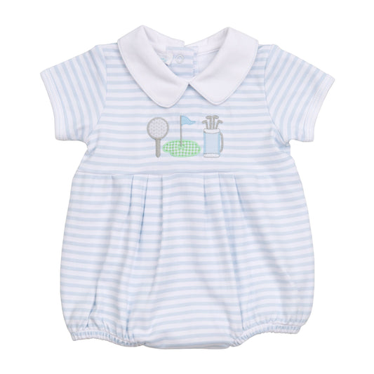 Magnolia Baby Putting Green Applique Collared Boy Bubble