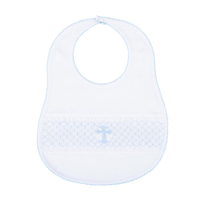 Magnolia Baby Blessed Smocked Bib - Blue