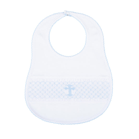 Magnolia Baby Blessed Smocked Bib - Blue