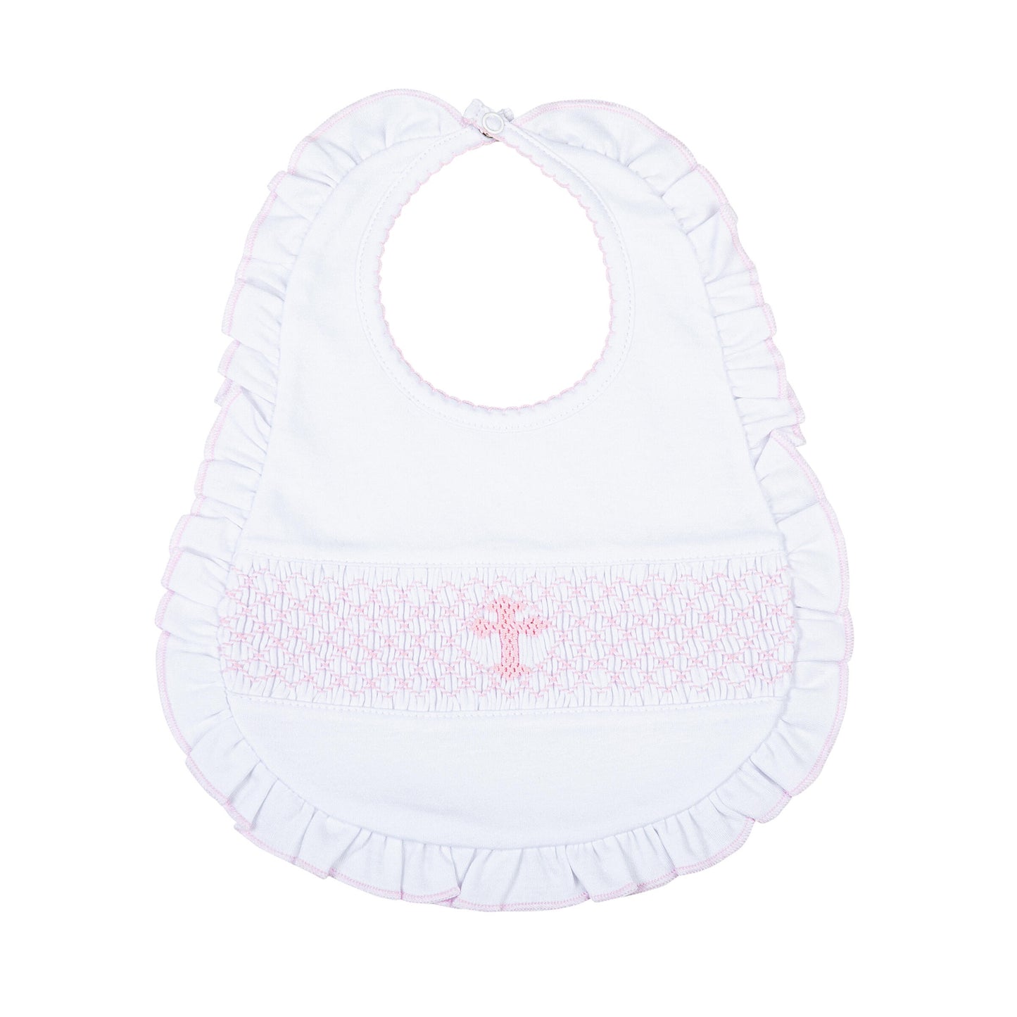Magnolia Baby Blessed Smocked Ruffle Bib - Pink