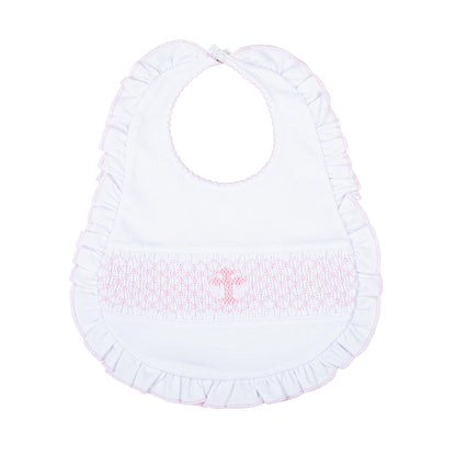 Magnolia Baby Blessed Smocked Ruffle Bib - Pink