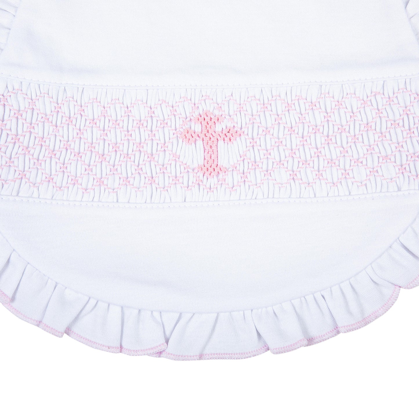 Magnolia Baby Blessed Smocked Ruffle Bib - Pink
