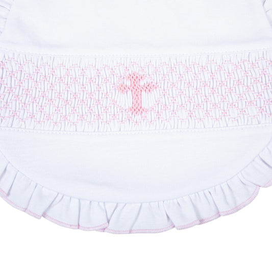 Magnolia Baby Blessed Smocked Ruffle Bib - Pink