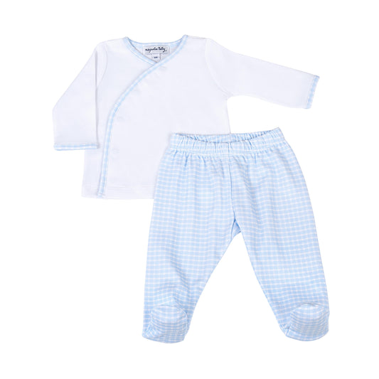 Magnolia Baby New Beginnings Blue Footed Pant Set