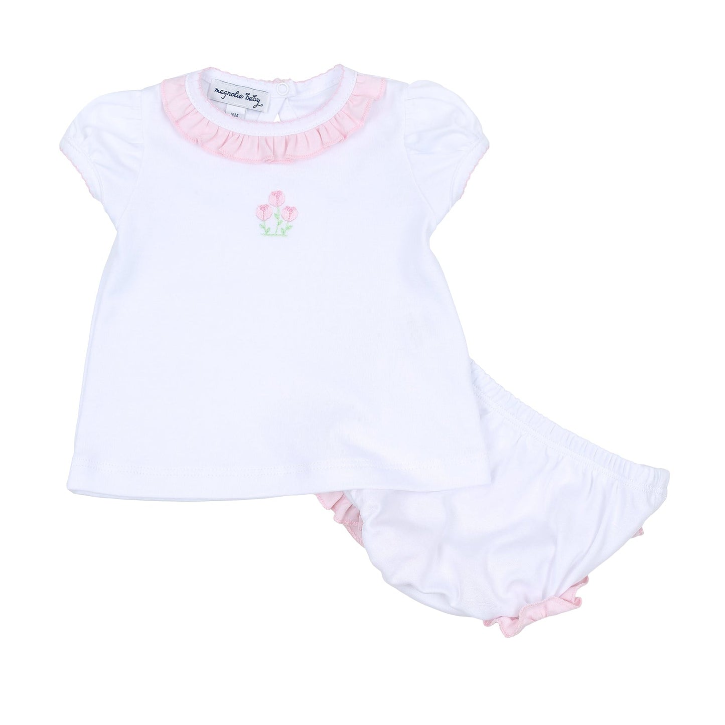 Magnolia Baby Tessa's Pink Embroidered Ruffle Diaper Cover Set