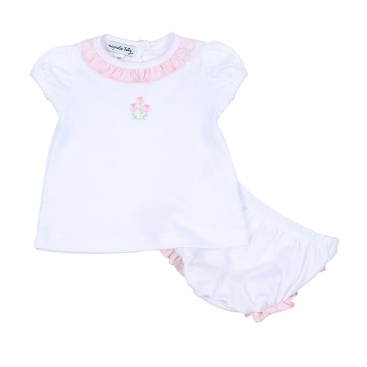 Magnolia Baby Tessa's Pink Embroidered Ruffle Diaper Cover Set
