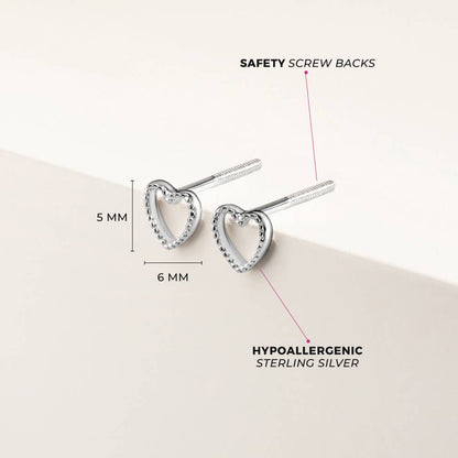 In Season Jewelry - Tiny Open Heart 4mm Baby Toddler Earrings - Sterling Silver