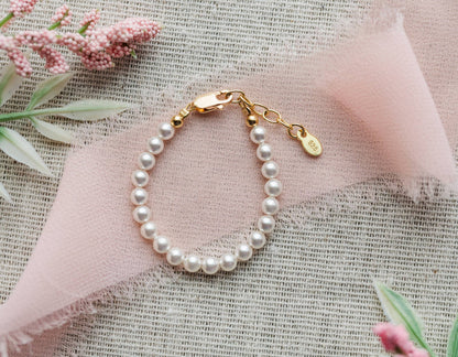 Cherished Moments - Kids 14K Gold-Plated Pearl Baby Bracelet Children's Jewelry