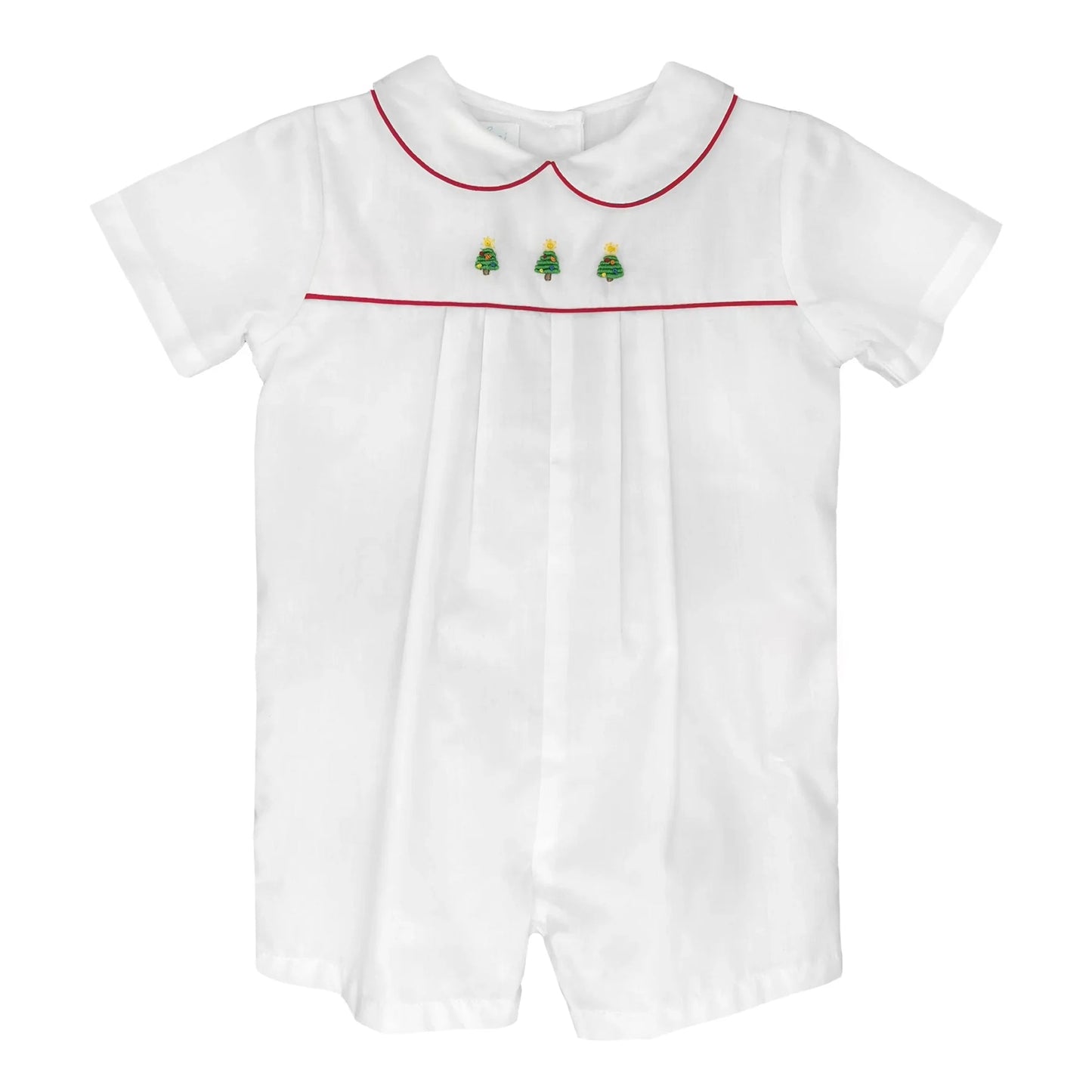 Petit Ami Christmas Embroidered Boys Romper