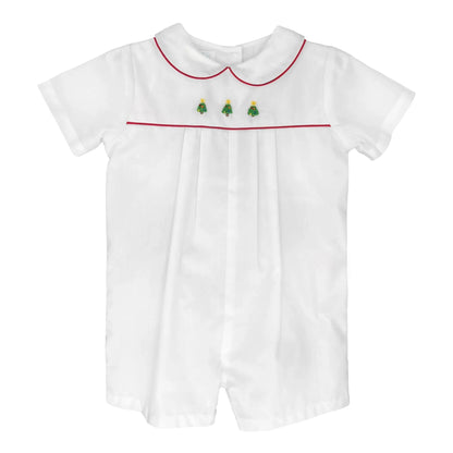 Petit Ami Christmas Embroidered Boys Romper