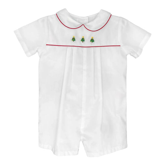 Petit Ami Christmas Embroidered Boys Romper