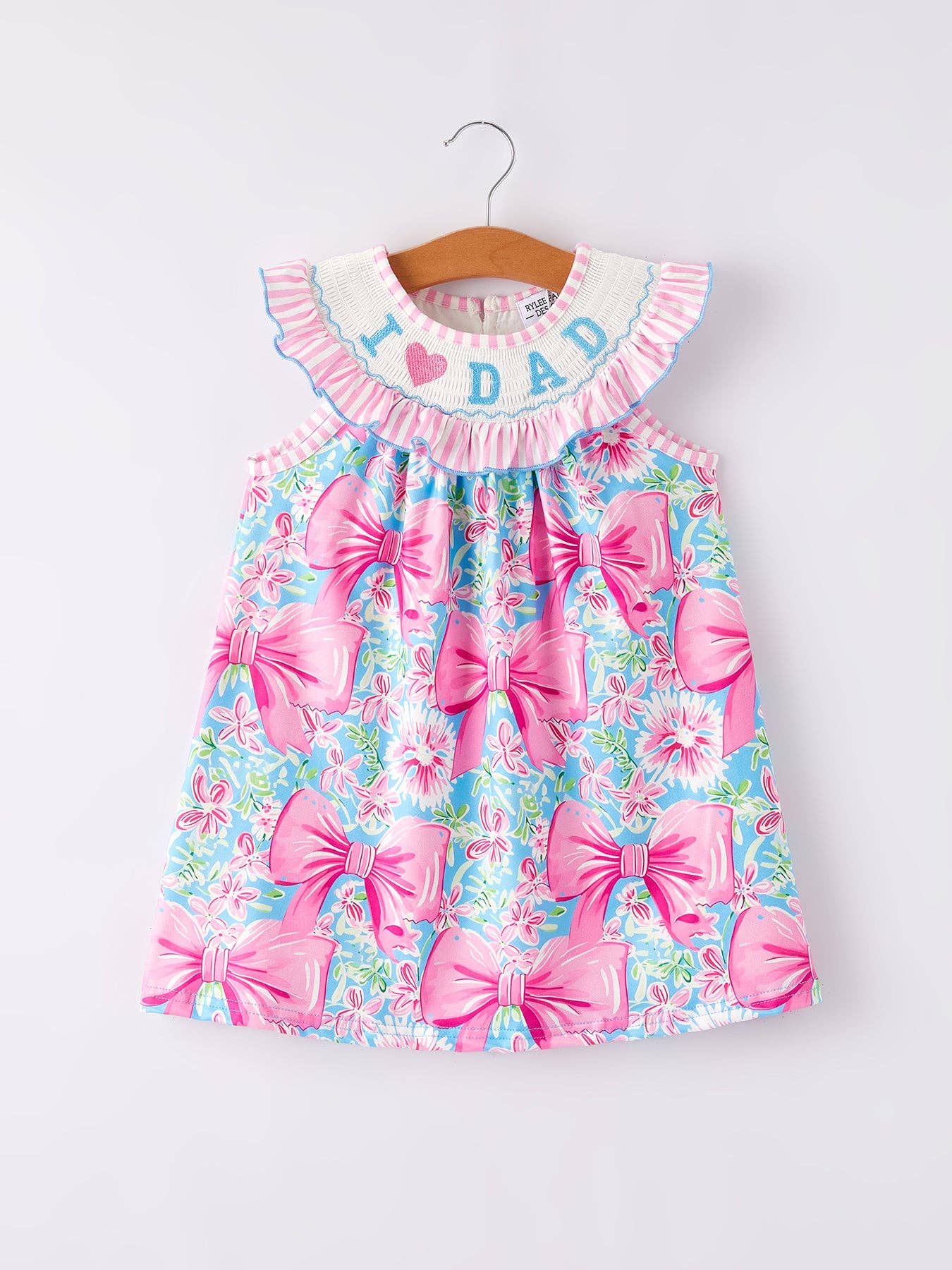 Rylee Faith Designs - “I ❤ DAD ”Embroidery Smocking Baby Girls Dress