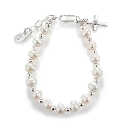 Cherished Moments - Girls Silver Baby Cross Bracelet Baptism & Communion Gift