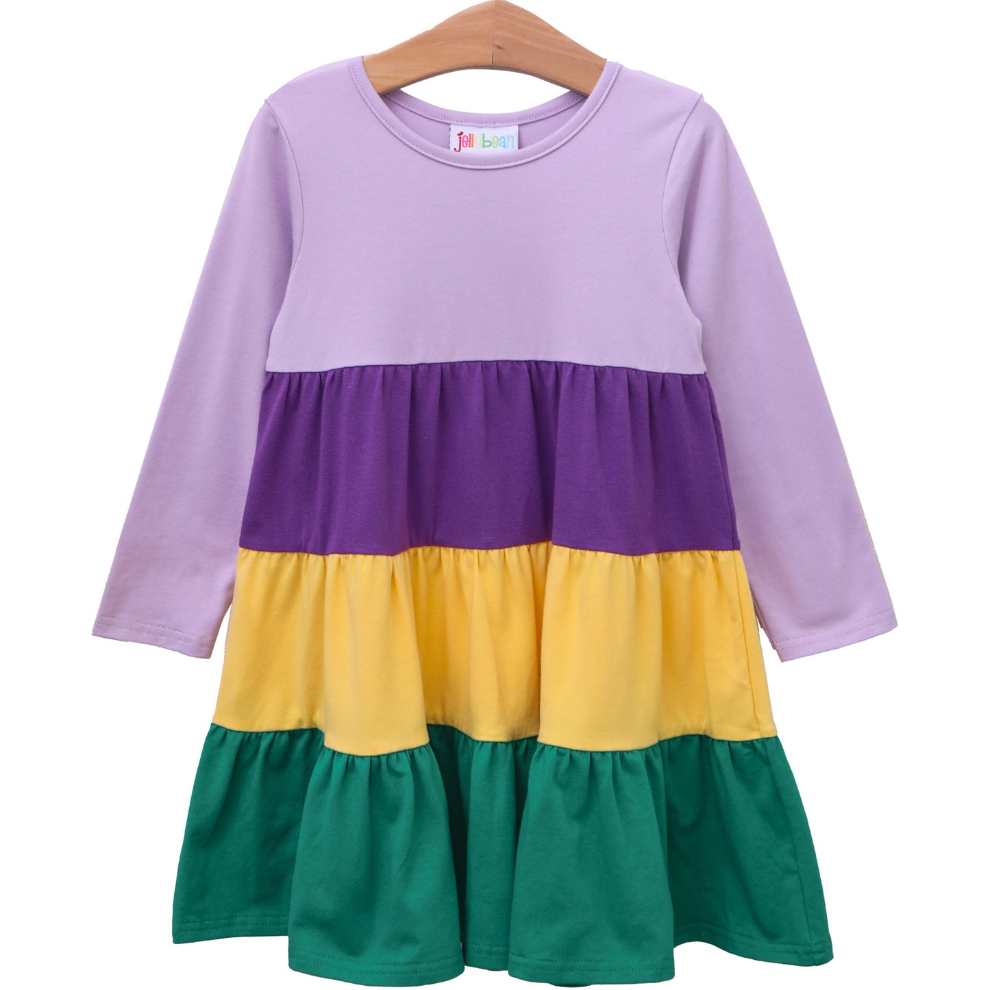 Jellybean by Smock Candy Mardi Gras Colorblock Twirl Dress