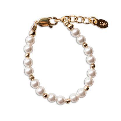 Cherished Moments - Girls 14K Gold-Plated Pearl Baby Bracelet Children's Jewelry
