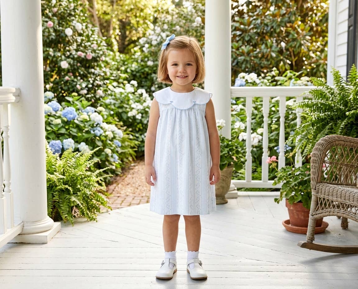 Baby Blessings Clothing - Scalloped Blue Aria Dress