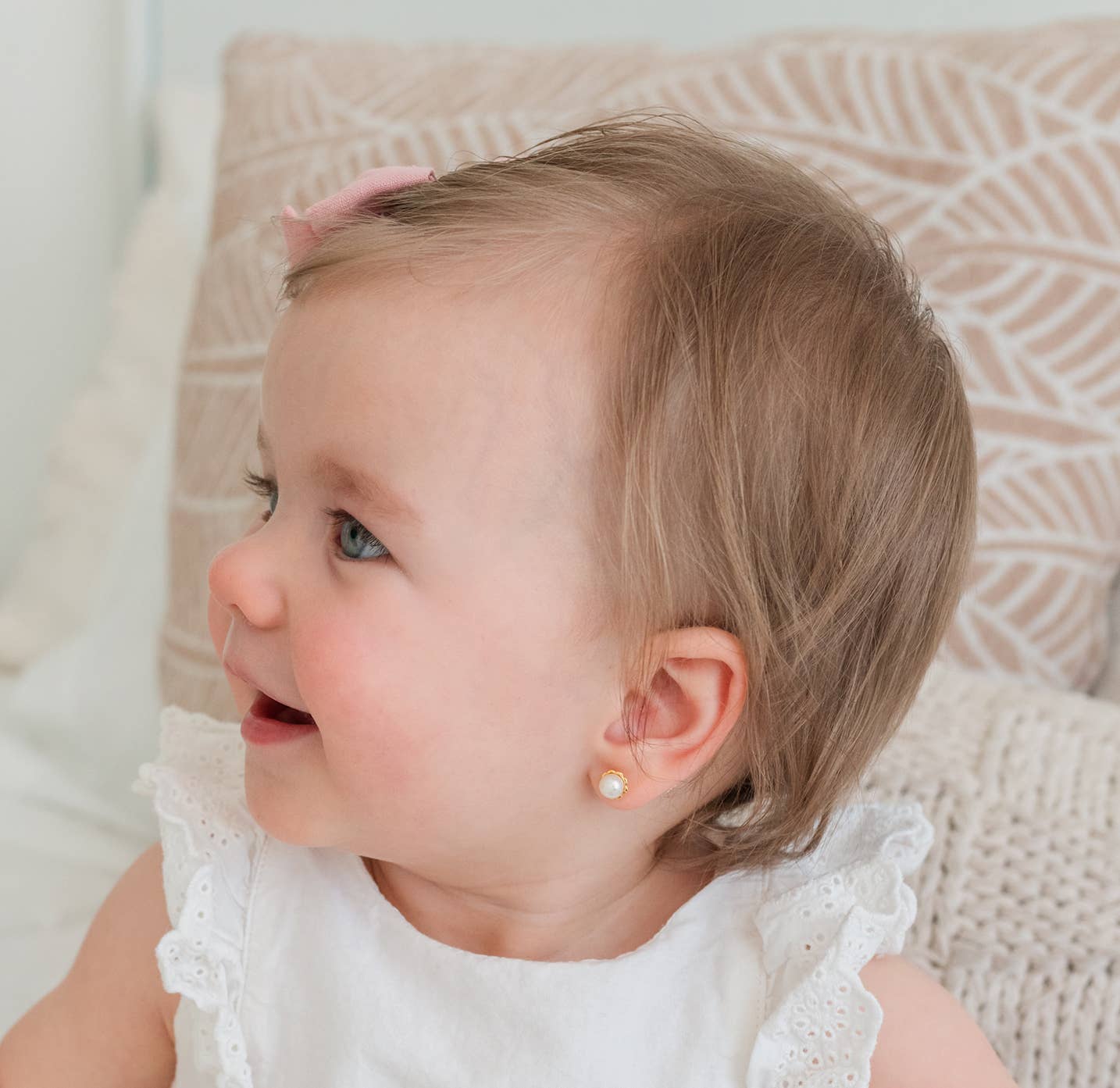 Cherished Moments - Girls 14K Gold-Plated Pearl Screw Back Earrings for Toddlers