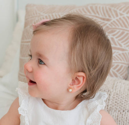 Cherished Moments - Girls 14K Gold-Plated Pearl Screw Back Earrings for Toddlers