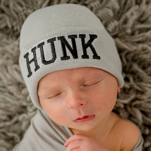 Ily Bean Hunk Newborn and Baby Hospital Hat Gray