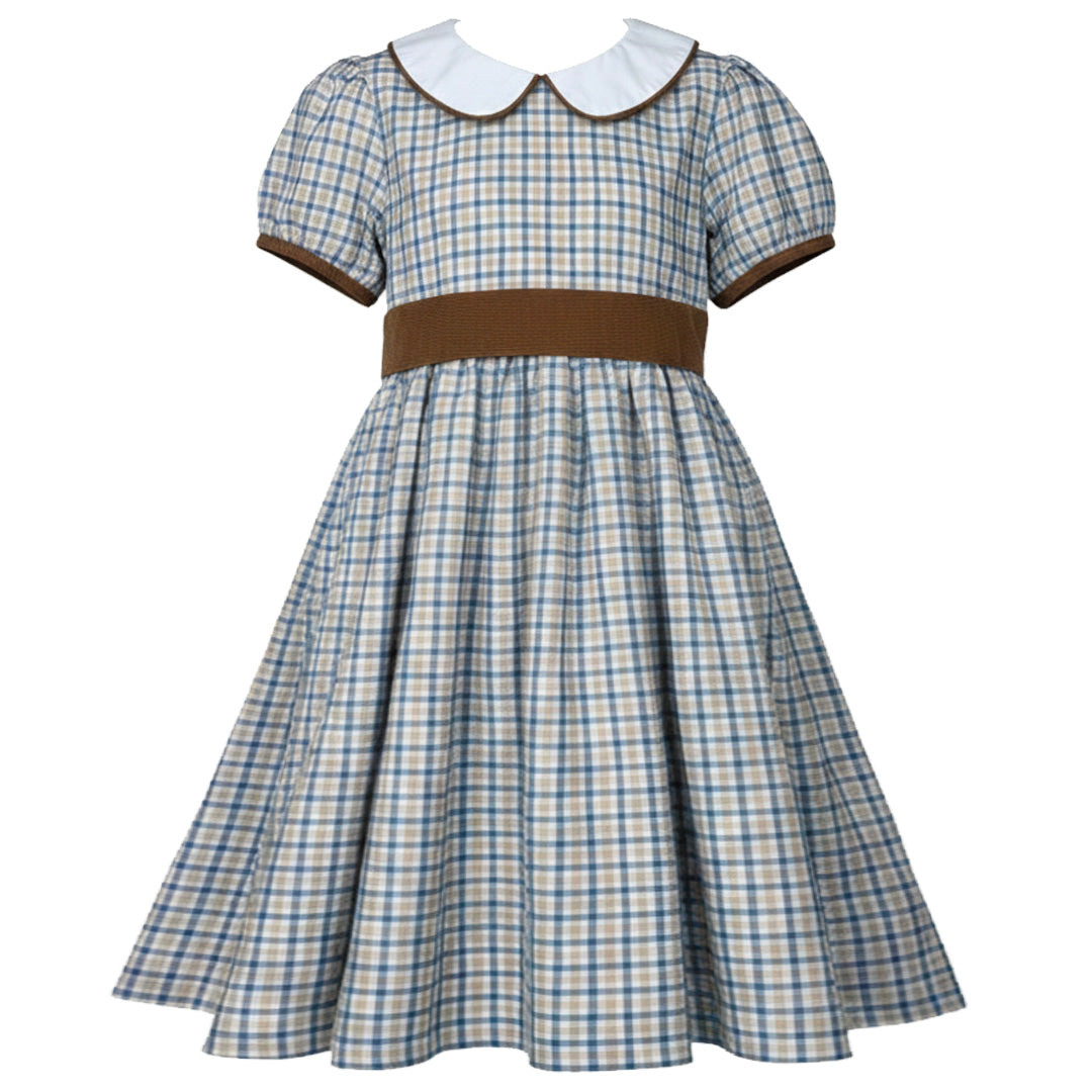 Ishtex Blue/Khaki Plaid Dress