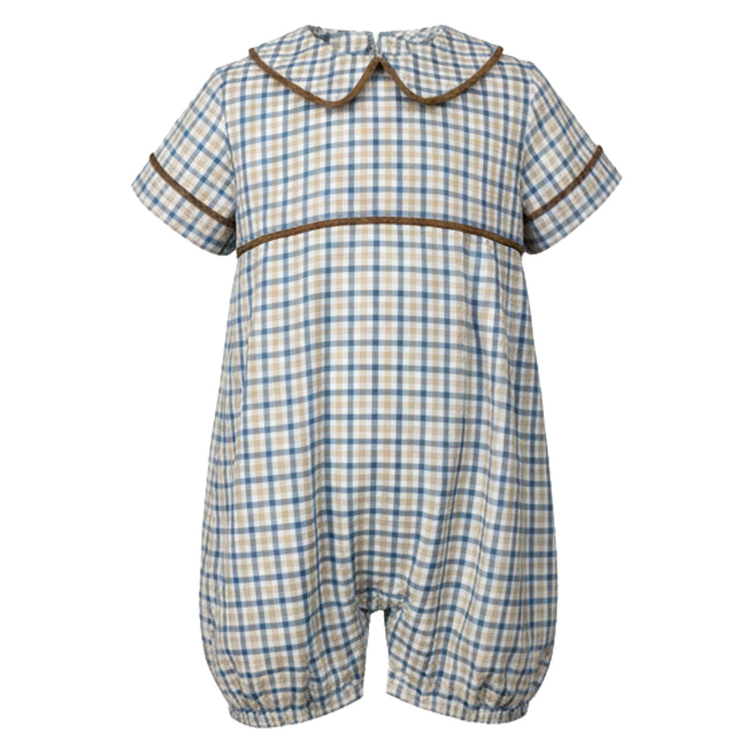 Ishtex Blue/Khaki Plaid Romper
