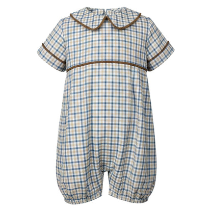 Ishtex Blue/Khaki Plaid Romper
