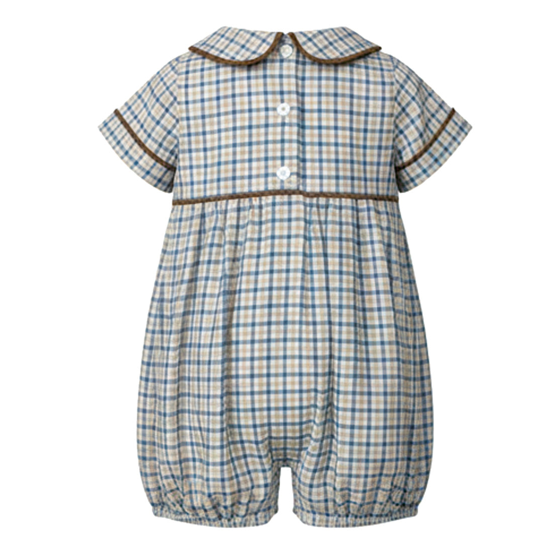 Ishtex Blue/Khaki Plaid Romper