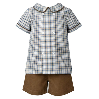 Ishtex Blue/Plaid Shorts Set
