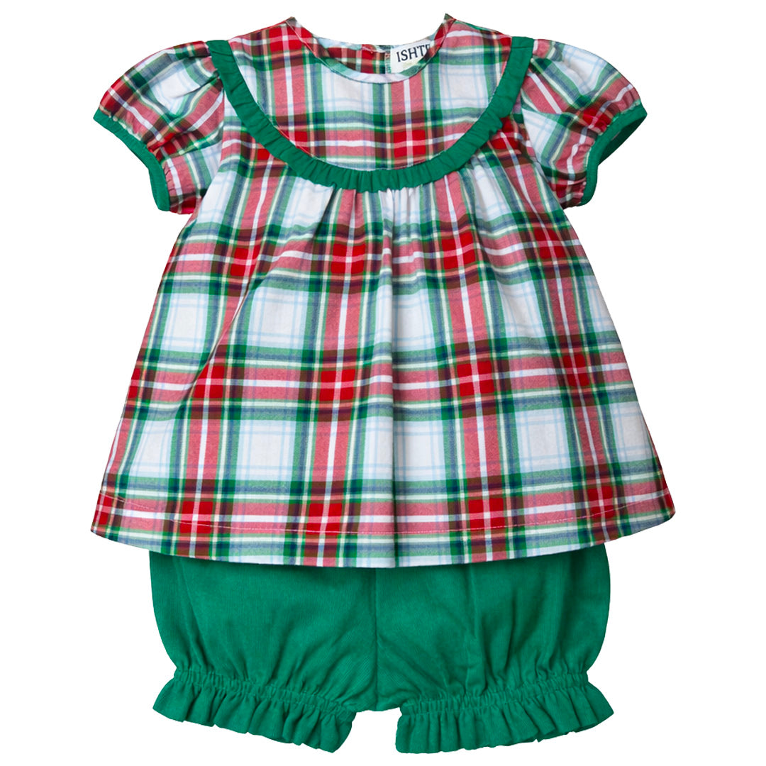 Ishtex Red/Green Plaid Bloomers Set