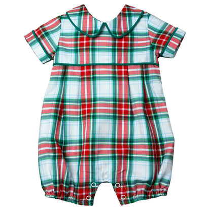 Ishtex Red/Green Plaid Boys Romper
