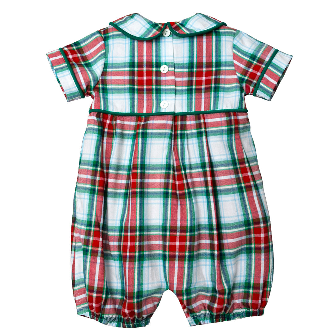 Ishtex Red/Green Plaid Boys Romper