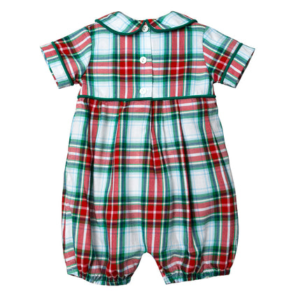 Ishtex Red/Green Plaid Boys Romper