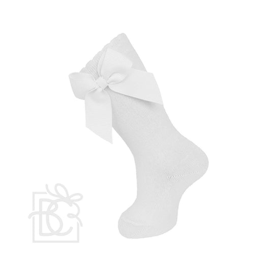 Carlomagno - Knee Socks With Gross Grain Side Bow