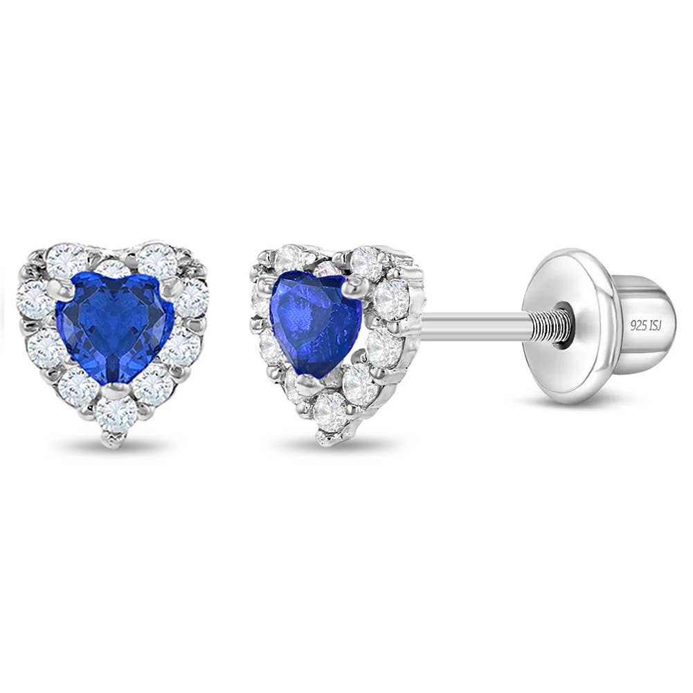In Season Jewelry - Princess Heart CZ Baby / Toddler Earrings - Sterling Silver
