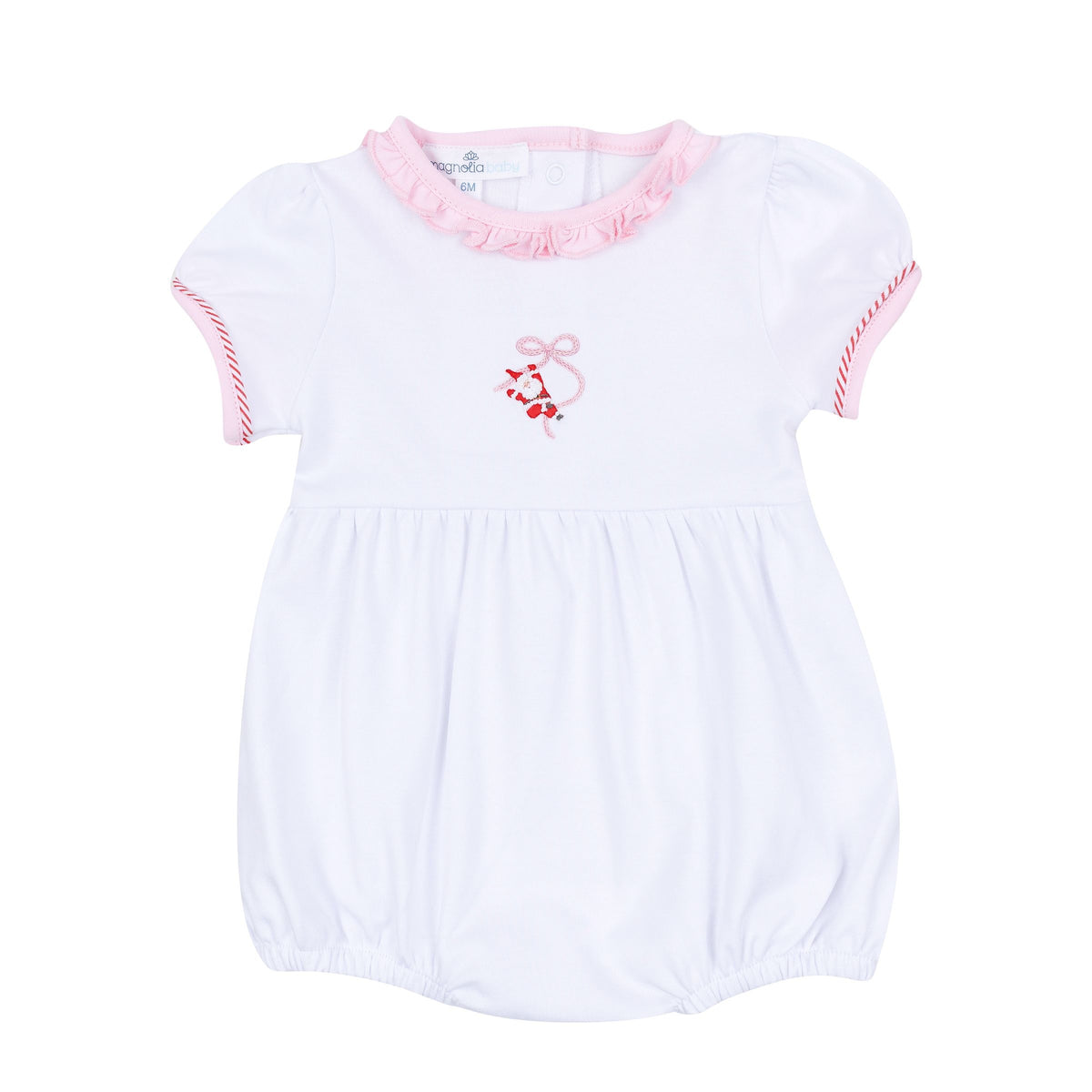 Magnolia Baby Jolly Ribbons Embroidered Short Sleeve Bubble - Pink