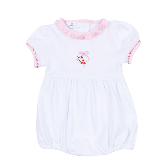 Magnolia Baby Jolly Ribbons Embroidered Short Sleeve Bubble - Pink
