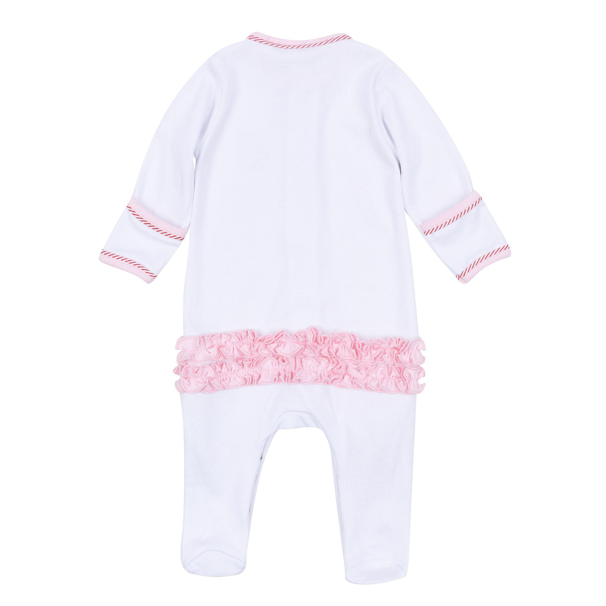 Magnolia Baby Jolly Ribbons Embroidered Ruffle Footie - Pink