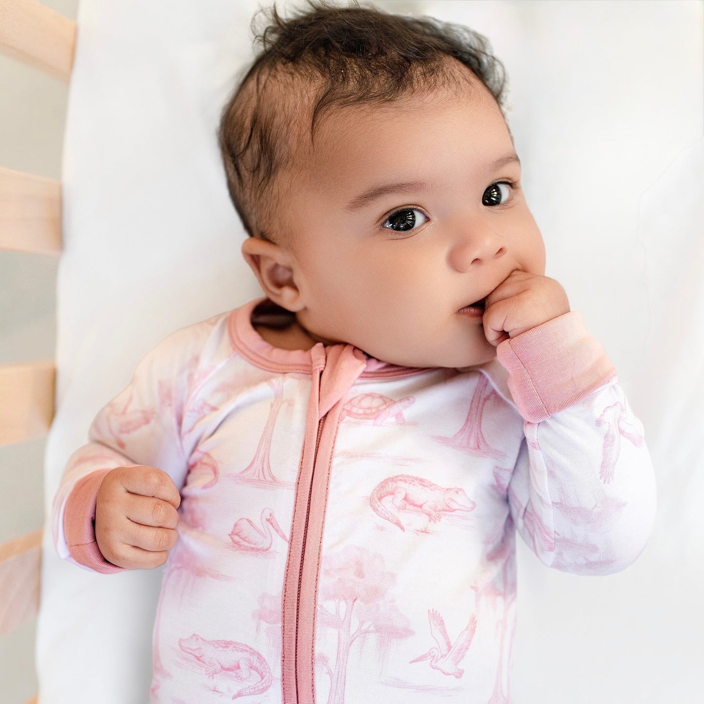 PEARLS AND PELICANS Pink Bayou Toile Zip-Up