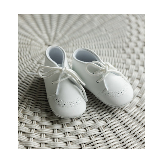 L'Amour Benny Lace Up Baby Bootie Shoe - White