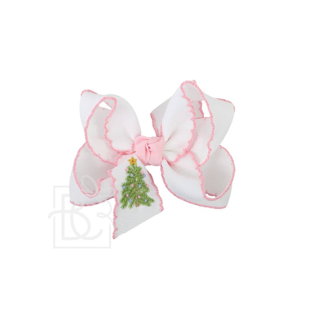 Beyond Creations, LLC - EMBROIDERED CHRISTMAS TREE CROCHET EDGE BOWS
