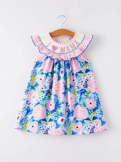 Rylee Faith Designs - “I ❤ MAMA”Embroidery Smocking Baby Girls Dress