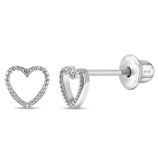 In Season Jewelry - Tiny Open Heart 4mm Baby Toddler Earrings - Sterling Silver