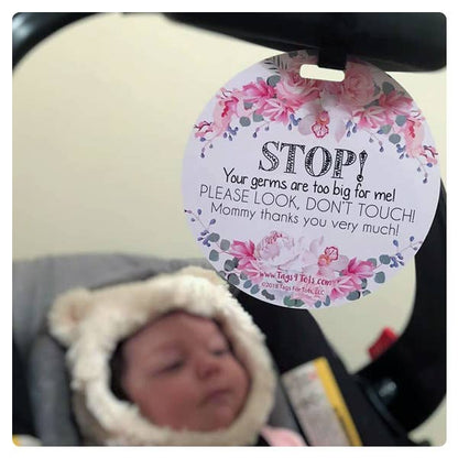 Three Little Tots - Flower No Touching Baby Car Seat and Stroller Tag