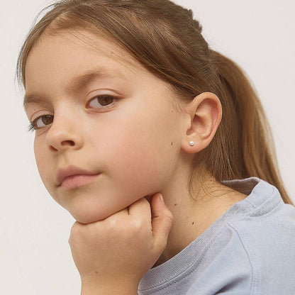 In Season Jewelry - Classic Pearl 3-5mm Toddler Kids Earrings - Sterling Silver