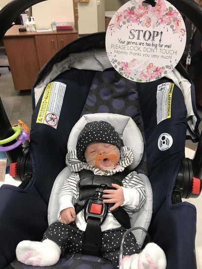 Three Little Tots - Flower No Touching Baby Car Seat and Stroller Tag