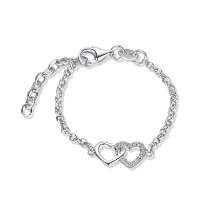 Cherished Moments - Mom and Me 2-Piece Bracelet Set - Silver Hearts Baby Gift