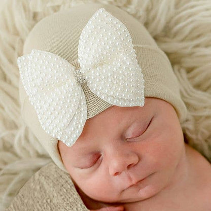 www.ilybean.com - Ilybean Pearl Bow Hospital Hat for Newborn Girls - 3 Colors