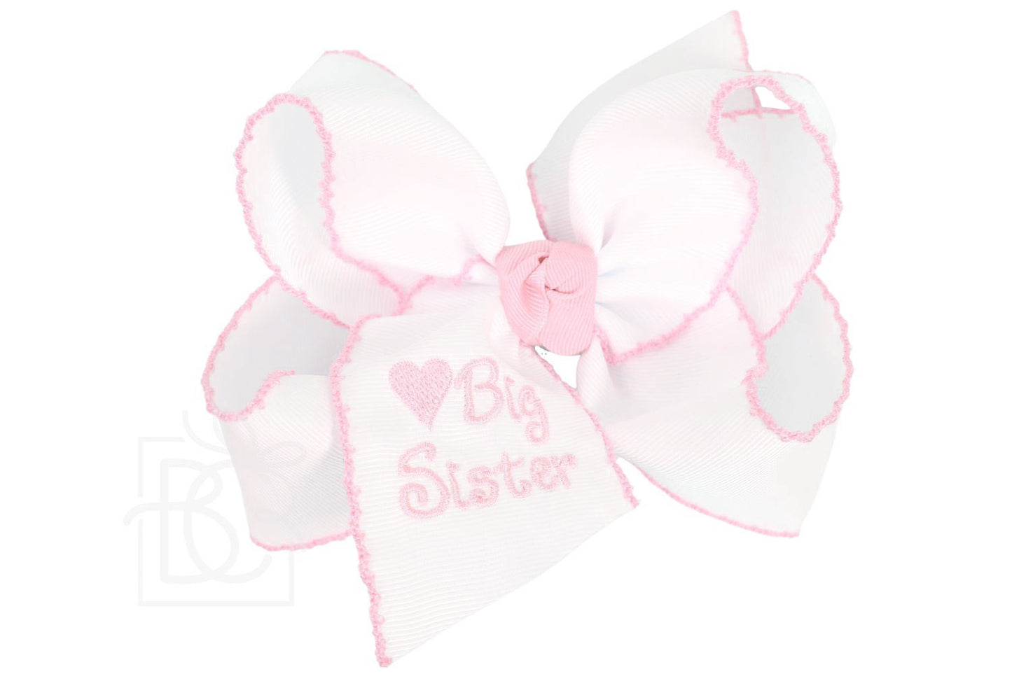 Beyond Creations -Big Sister Bow with Crochet Trim on Clip (Color Options)