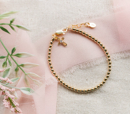 Cherished Moments - Kids 14K Gold-Plated Cross Bracelet Baby Girl Baptism Gift