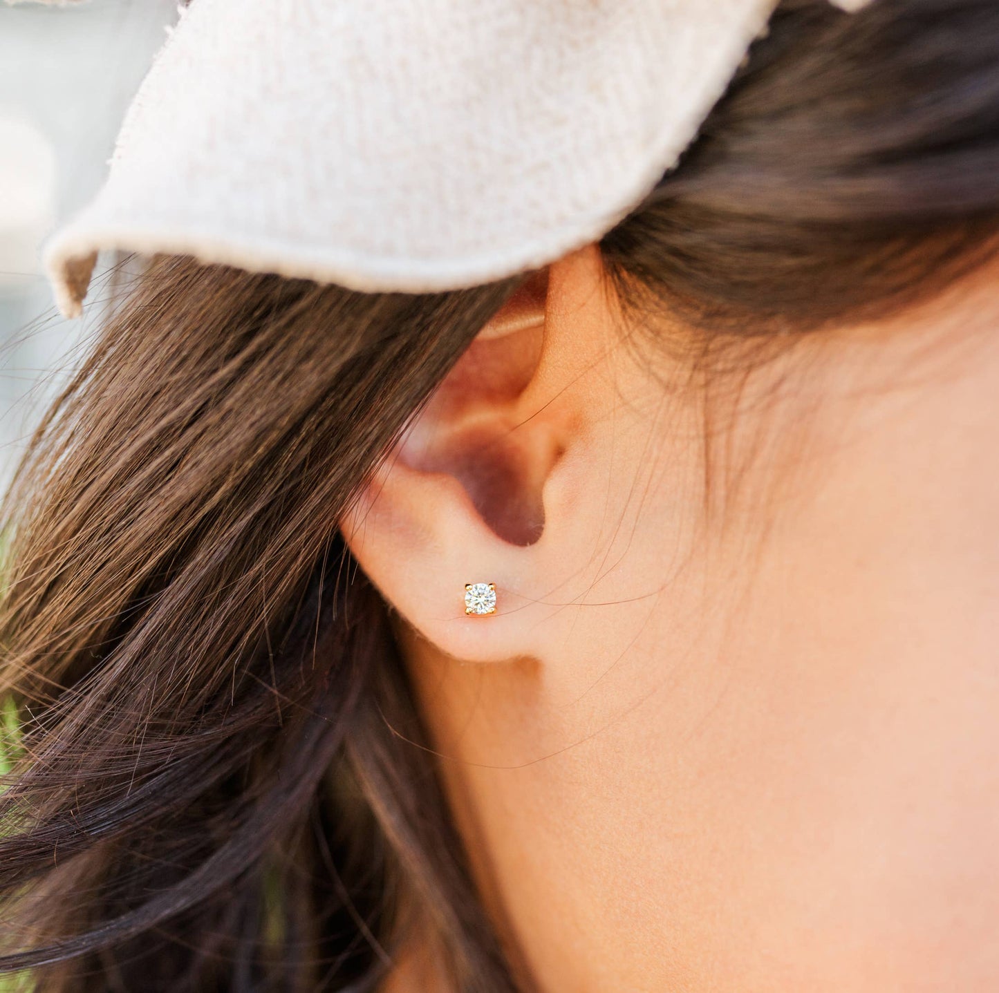 Cherished Moments - Kids 14K Gold Clear CZ Earrings